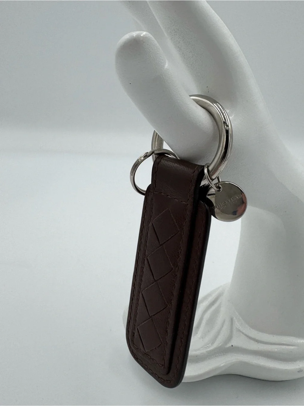 Bottega Veneta Brown Intrecciato Leather Key Ring - Unisex